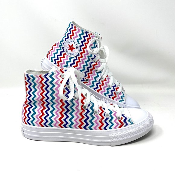 Converse Shoes - Converse Women's 667192F CTAS HI Top White Mult Zigzag Canvas University Sneaker